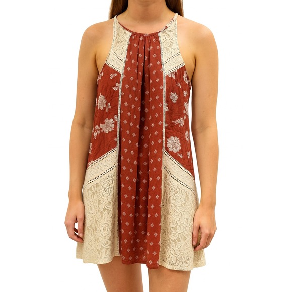 Altard State Dress Small Rust Floral Lace Sleeveless Casual Boho Festival‎ - Picture 1 of 6